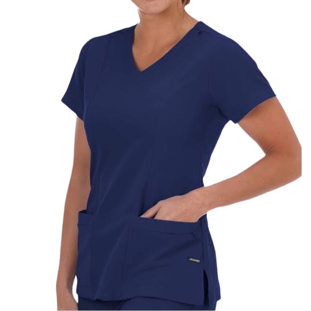NWT Jockey Navy Blue Mock Wrap Scrub Top S 2306